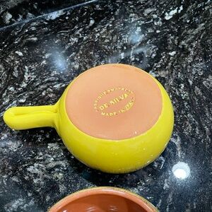 DeSilva Yellow Glazed Soup Bowls/Crock Handle Dishes